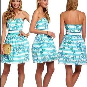 Lilly Pulitzer Langley Dress in Shorely Blue Tossing the Line 0